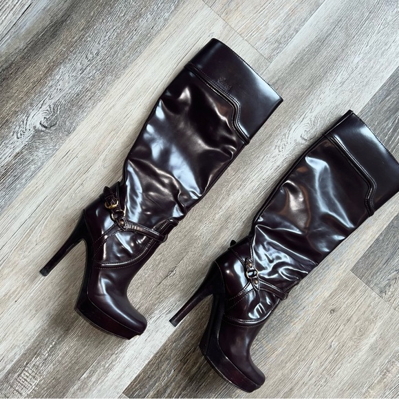 Vintage Y2K Gucci platform leather knee high boots - Picture 10 of 16